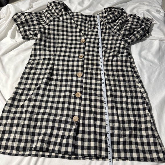 Zara Linen Blend Dress Black and White Size Large - Picture 11 of 14